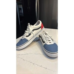 Vans Ward Old Skool Blue White Red Canvas Skate Shoes Mens SZ 9